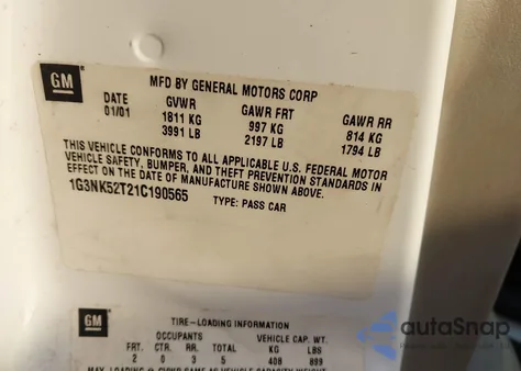 2001 Oldsmobile Alero Gx из США, поврежденный, VIN 1G3NK52T21C190565